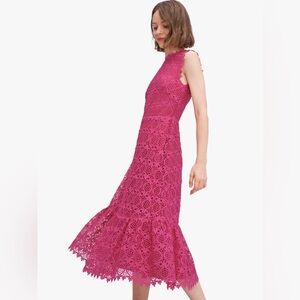 Kate Spade Fuchsia Lace Midi Dress
